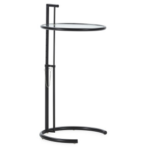 Bout de canape rond en métal noir réglabe Ø52cm, Assem