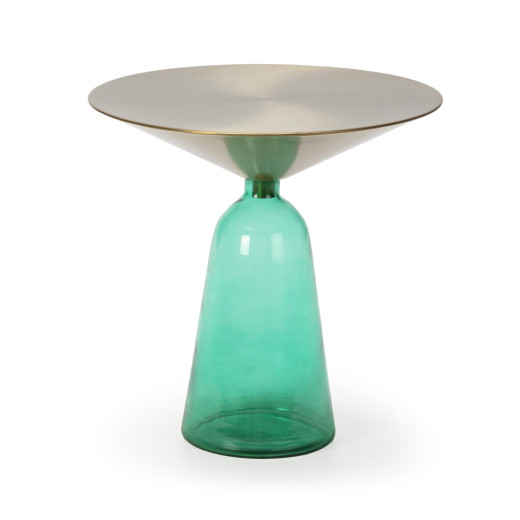 Bout de canape en verre et  métal Ø49xH50cm, Pilois