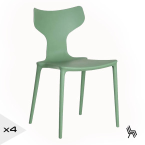 4 chaises vert pale en résine empilable, Lyo