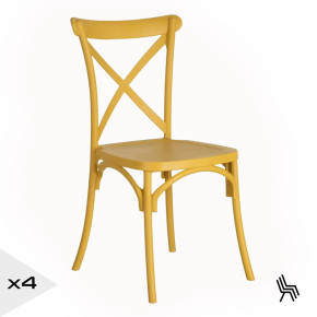 4 chaises bistro jaune en résine empilable, Las