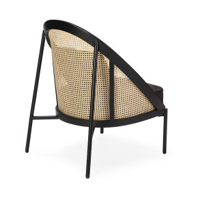 Fauteuil en bois noir et rotin cannage, Pylou