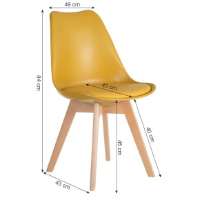 Lot de 4 chaises scandinave jaune, Scandi