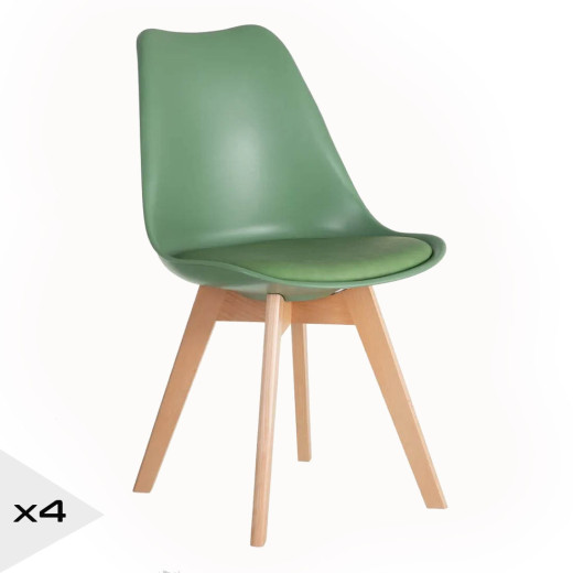 Lot de 4 chaises scandinave vert, Scandi