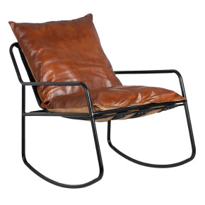 Fauteuil à bascule en cuir marron - Beka