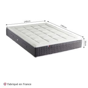 Matelas ressorts 7 zones + mémoire de forme 140x190cm H30, King Style