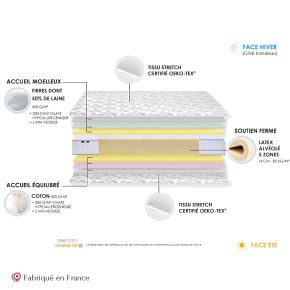 Matelas 100% latex 5 zones spécial dos 90x190cm, Originel