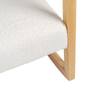 Fauteuil à bascule en bois d'hévéa naturel tissu bouclette ivoire, Kalen