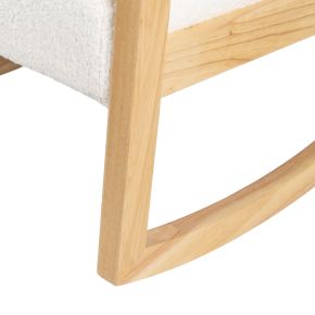 Fauteuil à bascule en bois d'hévéa naturel tissu bouclette ivoire, Kalen