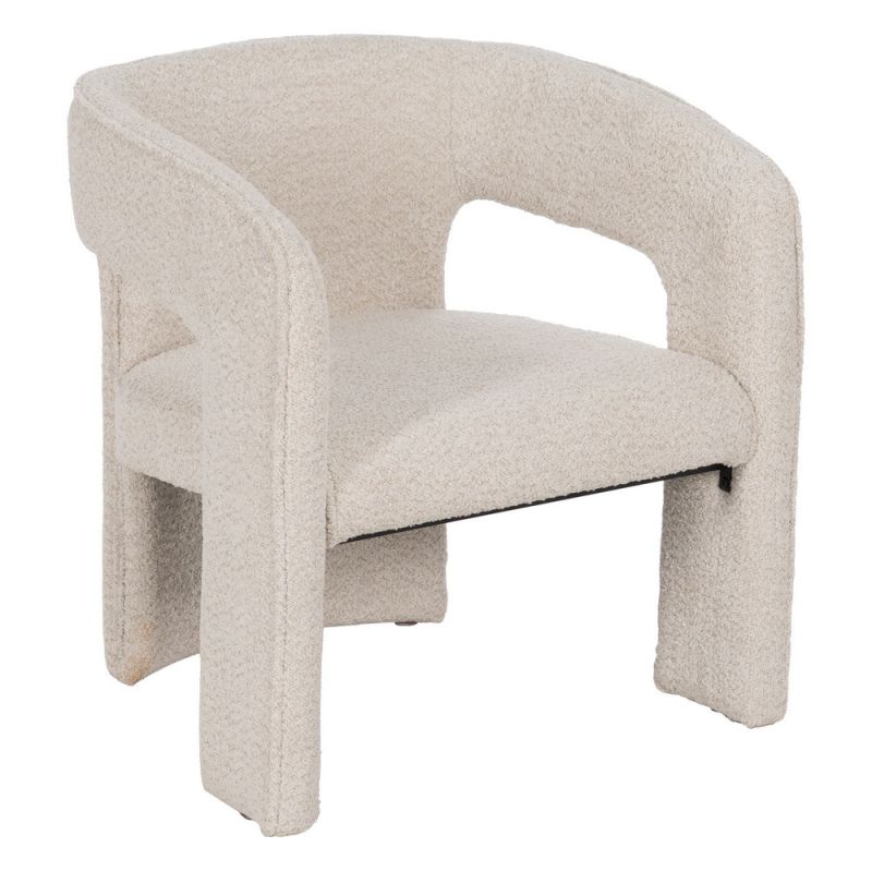 Fauteuil rond tissu bouclette ivoire 69x66x73cm