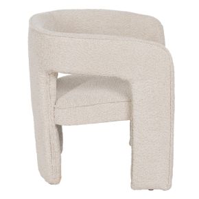 Fauteuil rond tissu bouclette ivoire 69x66x73cm