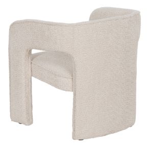 Fauteuil rond tissu bouclette ivoire 69x66x73cm