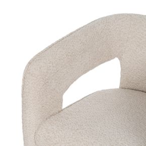 Fauteuil rond tissu bouclette ivoire 69x66x73cm