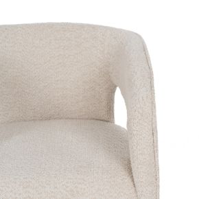 Fauteuil rond tissu bouclette ivoire 69x66x73cm