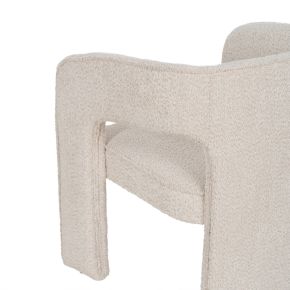 Fauteuil rond tissu bouclette ivoire 69x66x73cm