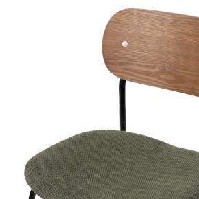 Chaise bistrot bois et tissu chenille vert, Brett