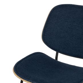 Lot de 2 chaises style bistrot bois naturel tissu chenille bleu marine, Balio