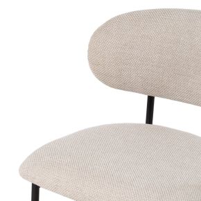 Lot de 4 chaises style bistrot bois naturel tissu chenille écru, Teji