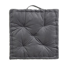 Coussin de sol velours anthracite 45x45x10cm, Estela