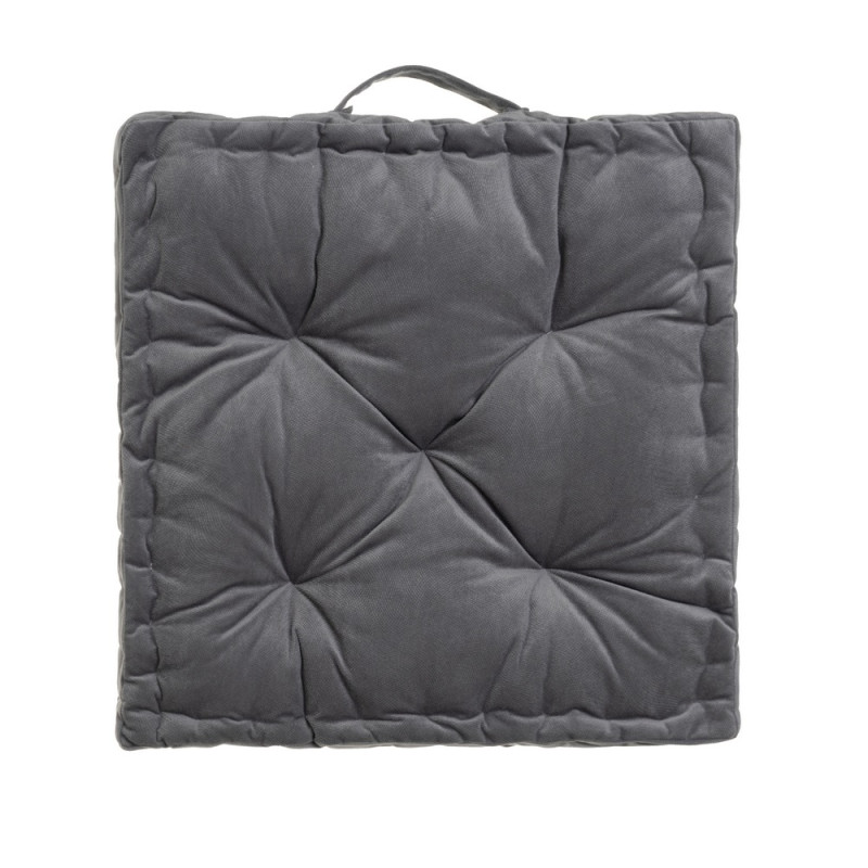 Coussin de sol velours anthracite 45x45x10cm, Estela