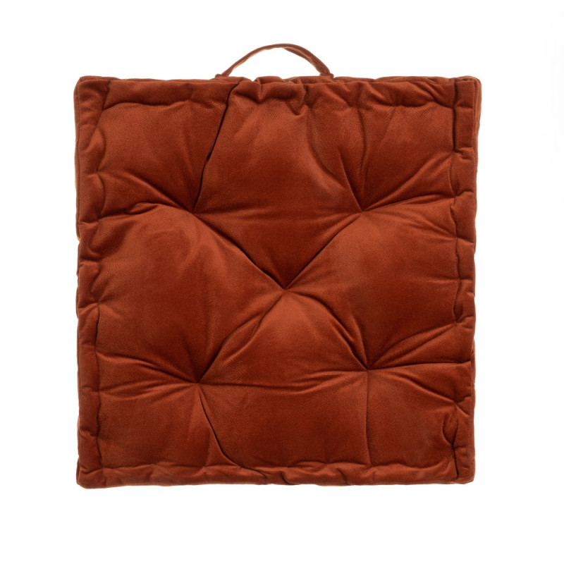 Coussin de sol velours terracotta 45x45x10cm, Estela