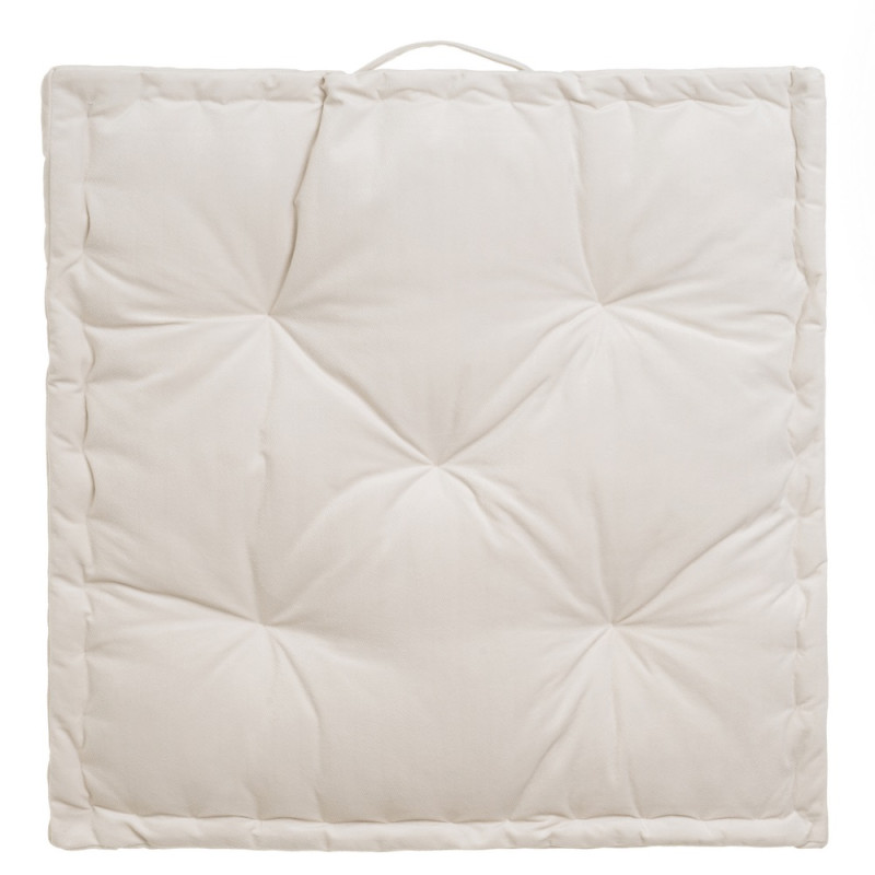 Coussin de sol velours ivoire 60x60x10cm, Estela