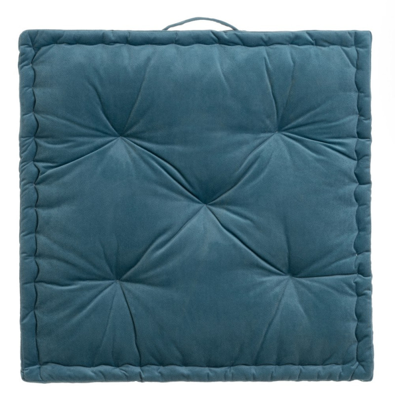 Coussin de sol velours bleu 60x60x10cm, Estela