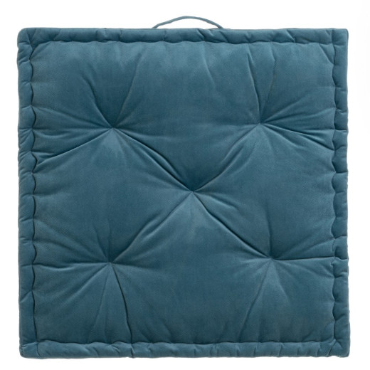 Coussin de sol velours bleu 60x60x10cm, Estela