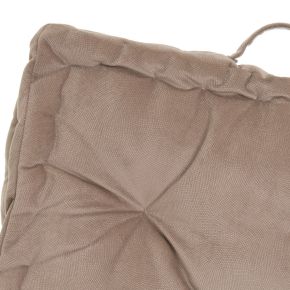 Coussin de sol velours taupe 45x45x10cm, Estela