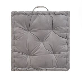 Coussin de sol velours gris 45x45x10cm, Estela