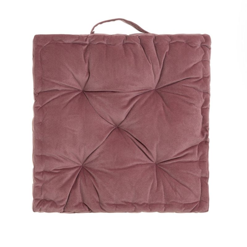 Coussin de sol velours vieux rose 45x45x10cm, Estela