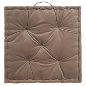 Coussin de sol velours taupe 60x60x10cm, Estela