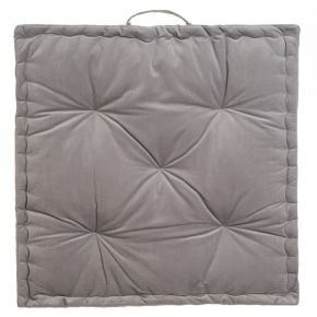 Coussin de sol velours gris 60x60x10cm, Estela