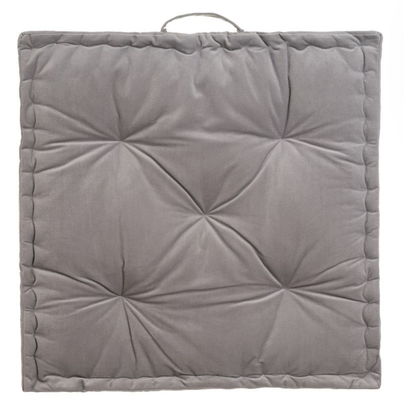 Coussin de sol velours gris 60x60x10cm, Estela