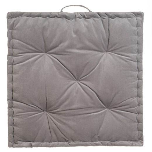 Coussin de sol velours gris 60x60x10cm, Estela