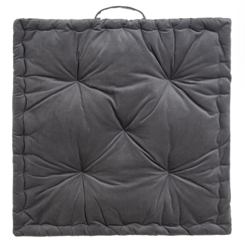 Coussin de sol velours anthracite 60x60x10cm, Estela