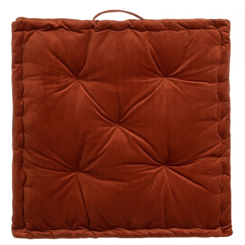 Coussin de sol velours terrecotta 60x60x10cm, Estela