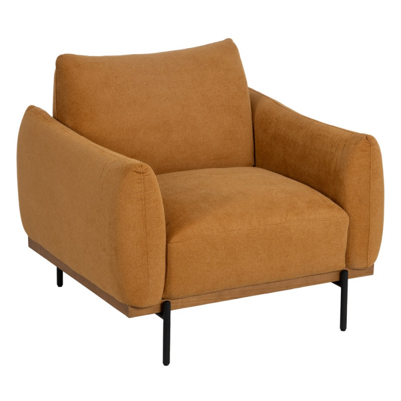 Fauteuil velours chenille ocre, Profu