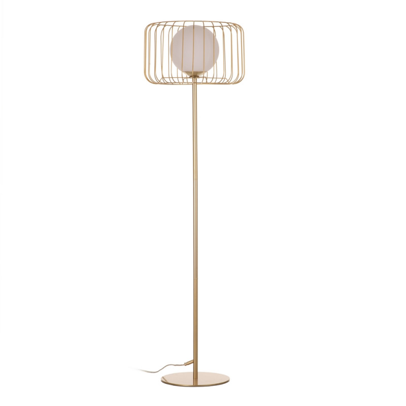 Lampadaire boule en métal et verre blanc et doré Ø 40x144cm