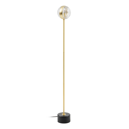 Lampadaire boule en fer doré et verre Ø 15x130cm