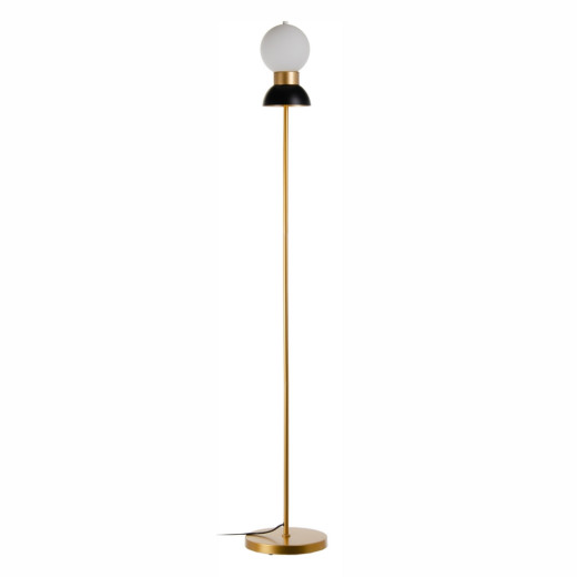 Lampadaire métal doré blanc cristal 24,50x24,50x158cm