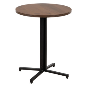 Table bistrot en bois marron et métal noir Ø60cm hauteur 75cm, Biss