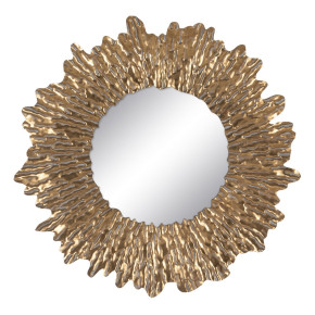 Miroir soleil martelé en métal doré et verre Ø75cm, Caraz