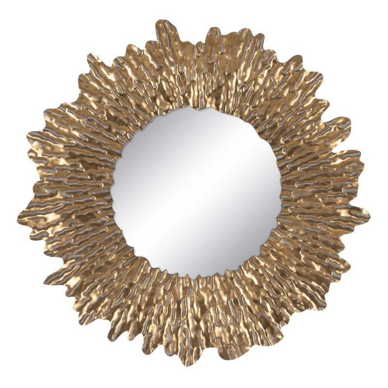 Miroir soleil martelé en métal doré et verre Ø75cm, Caraz