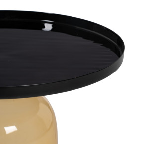 Bout de canapé en verre jaune et métal noir Ø45cm, Estra