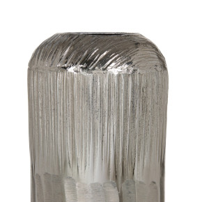 Vase cylindrique cannelé en aluminium argenté