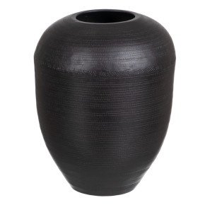 Vase en aluminium noir gravé, Décora - 25,50x25,50x33cm