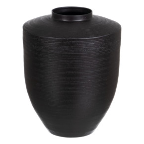 Vase en aluminium noir gravé 26,50x26,50x34,50cm