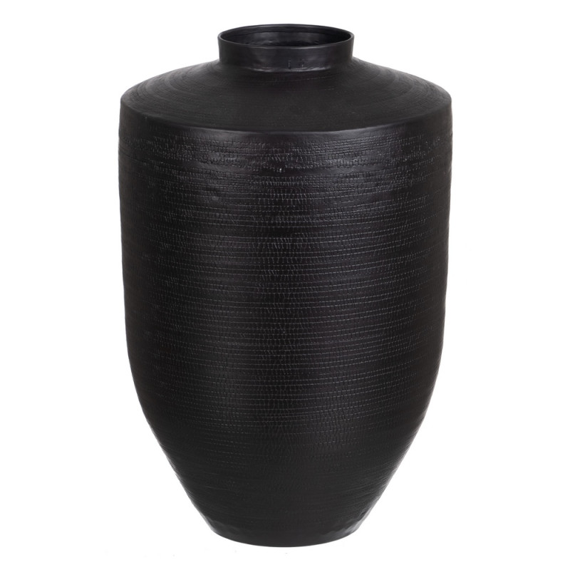 Vase en aluminium noir gravé 26,50x26,50x41cm