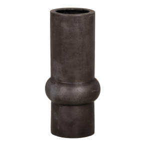 Vase cylindrique avec anneau en aluminium gris foncé Ø15x33cm