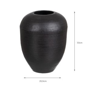 Vase en aluminium noir gravé, Décora - 25,50x25,50x33cm